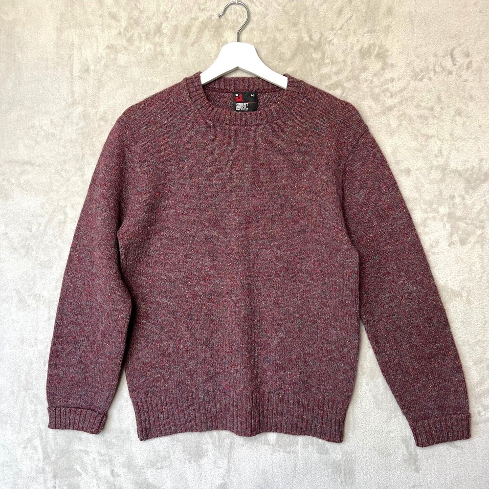 Vintage Robert Bruce Sweater Mens M Burgundy Confetti Wool Blend Kurt Cobain